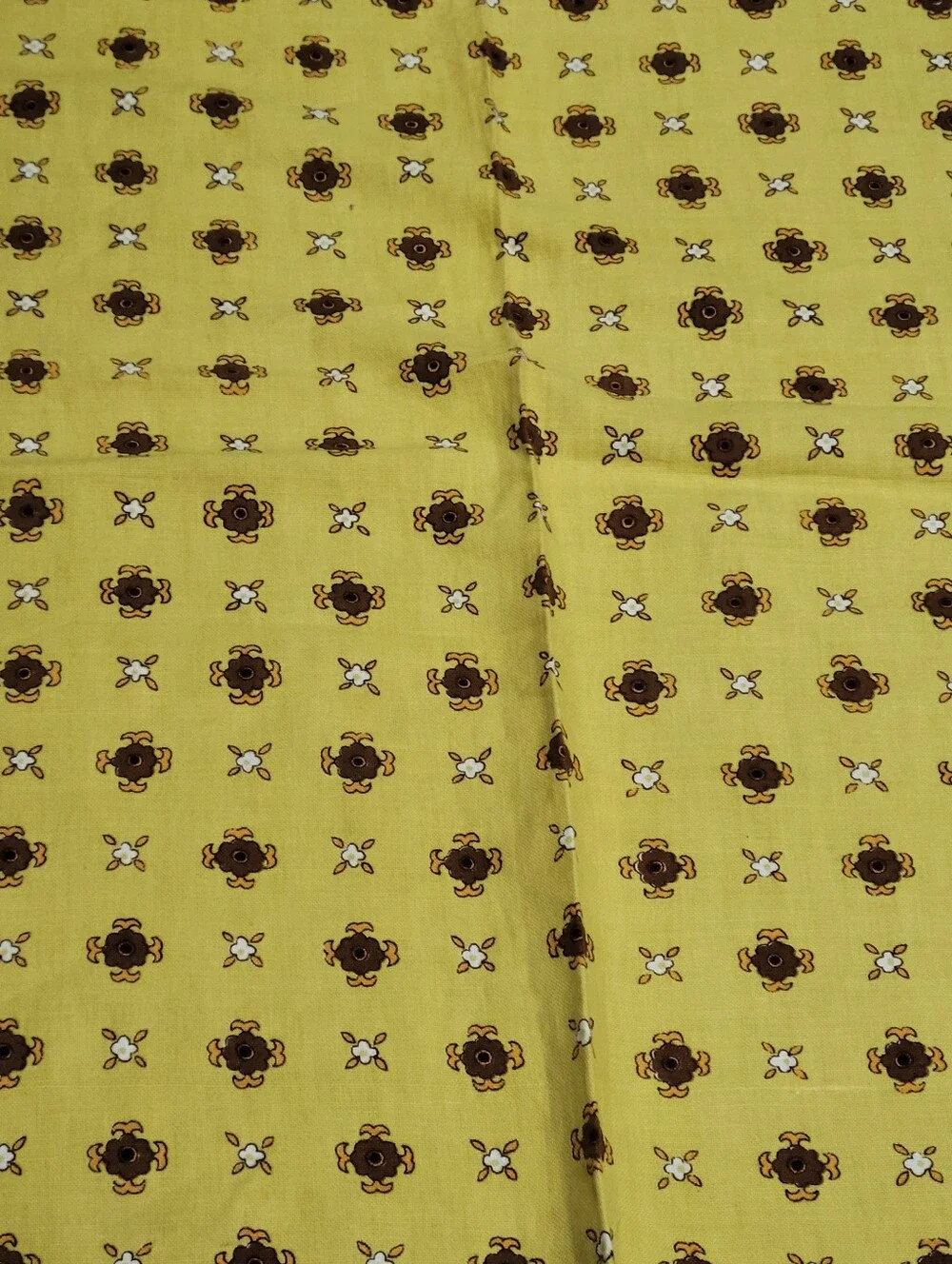 Vtg 1970s Cotton Linen Tablecloth Retro Geometric MCM 58 X 74 Square